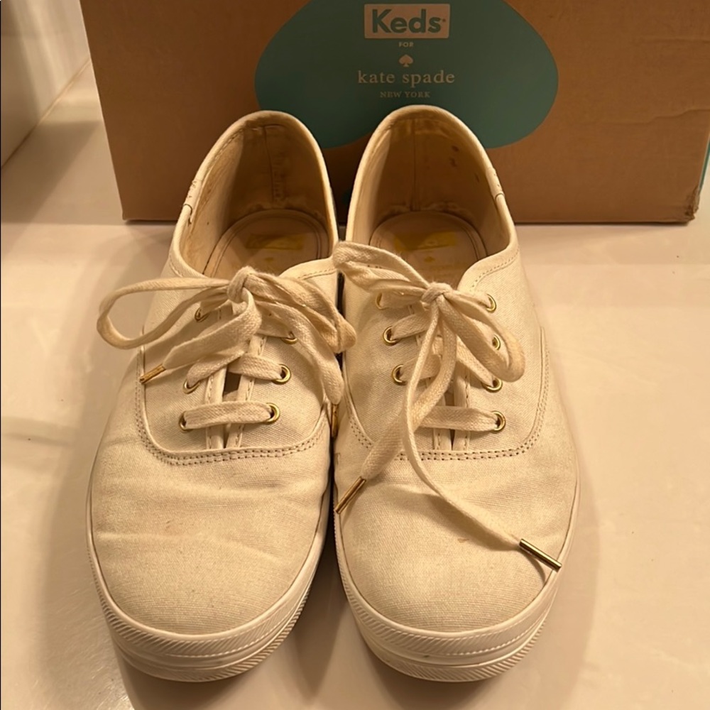 Kate Spade Keds Cream Canvas Sneakers
